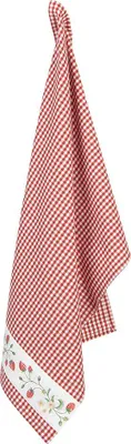 Produktbild von Clayre & Eef Geschirrtuch 50x70 cm Weiß Rot Baumwolle Erdbeeren