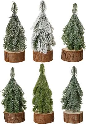 Produktbild von Tannenbaum künstlich mit Holzsockel 11cm 1 Stück sortiert