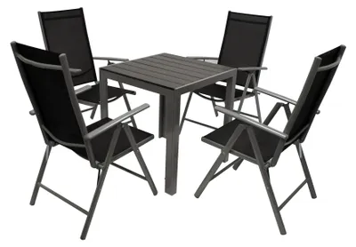 Produktbild von Garnitur Sitzgruppe 5-teilig Aluminium, Kunstholz, Kunstgewebe schwarz