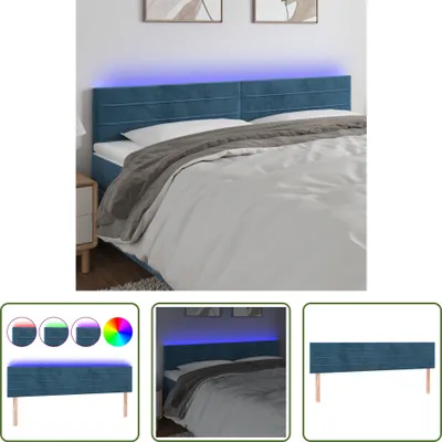 Produktbild von The Living Store LED Kopfteil Dunkelblau 160x5x78/88 cm Samt