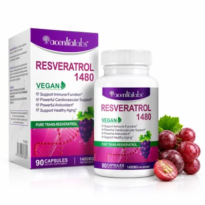 Produktbild von Resveratrol 1480mg Trans Hochdosiert Antioxidantien Anti Aging Vegan 90 Kapseln