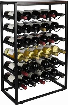 Produktbild von Relaxdays Weinregal, 30 Flaschen, Industrial, HBT: 88 x 59 x 30 cm, Weinhalter stehend, Weinflaschenregal, schwarz/braun