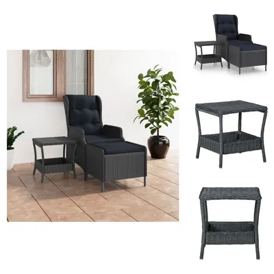 Produktbild von vidaXL 2-tlg. Garten-Lounge-Set mit Auflagen Poly Rattan Dunkelgrau -  Gartenmöbel-Sets