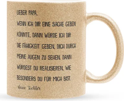 Produktbild von 22Feels Glitzertasse Gold Papa Geschenk von Tochter Vatertag Vater Geburtstag Weihnachten Kaffeetasse Männer Haferl Geschenkidee Bürotasse