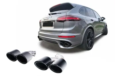 Produktbild von Auspuff Endrohre für Porsche Cayenne 92A Facelift 14-17 GTSLook Glänzend Schwarz.