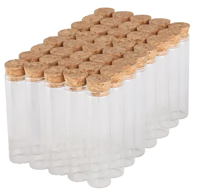 Obrázek produktu pro Skleněné trubičky, 40 kusů, rozměry 12 cm x 3 cm, s korkovou zátkou, vhodné pro dekorace
