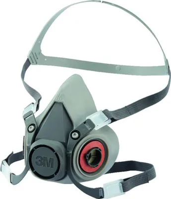 A 3M half-mask respirator with straps.