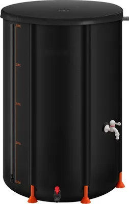Produktbild von Regentonne - Faltbarer Regenwassertank 380 L - PVC 1000D - Mit Zapfhahn - Überlaufset - Tragbar - Schwarz