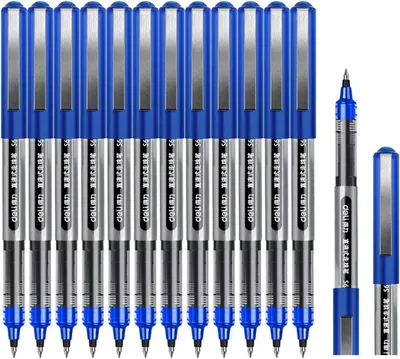 Produktbild von Rollerball Pen Set 12 Stück, 0.5mm Blau, Schnelltrocknende Tinte, Zum Unterschreiben und Notizen