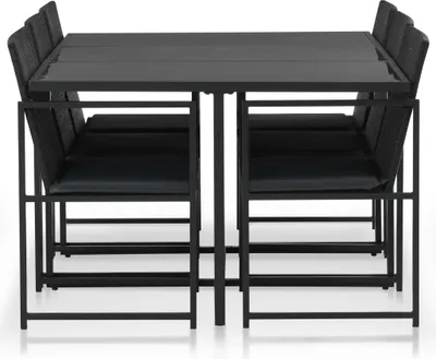 Produktbild von vidaXL 7-tlg. Garten-Essgruppe mit Auflagen Poly Rattan Schwarz
