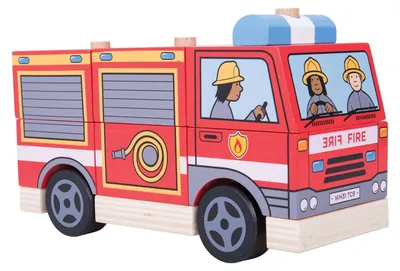 Produktbild von Bigjigs Holzstapelspiel Feuerwehrwagen