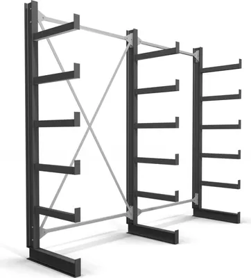 Immagine prodotto di Scaffalatura cantilever STIER, monofronte, 2 campate con 5 livelli, LxHxP 2600x2000x500mm, sistema di scaffalatura con 5 bracci cantilever di uguale lunghezza, portata per braccio cantilever 200kg, sistema di stoccaggio con ancoraggio stabile al pavimento