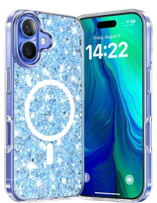 Obrázok produktu pre Techsuit Kryt Sparkly Glitter s MagSafe pre iPhone 16 Plus – modrý