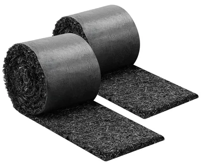 Image de Tapis anti-mauvaises herbes en caoutchouc SucceBuy, 2 rouleaux de 356 x 14 cm chacun, tapis anti-mauvaises herbes de 1,3 cm d'épaisseur, toile de jardinage, toile anti-mauvaises herbes, tapis barrière anti-mauvaises herbes, tapis de bordure, tapis pour allées, destiné à l'aménagement des jardins et des espaces verts