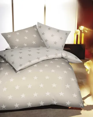 Produktbild von Kaeppel Mako Satin Bettwäsche Natur Sterne Stars 135x200 cm + 80x80 cm