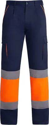 Produktbild von Roly Workwear HV9321 | Trousers Enix Arbeitshose Herren - Farbe: Navy Blue 55/Fluor Orange 223 - Größe: 60