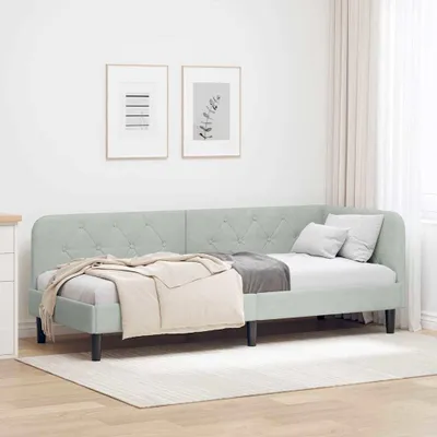 Produktbild von "Schlussverkauf" Einzelbett 1 PLACE - EckBettgestell einzel - mit Kopfteil - Hellgrau 80x200 cm Samt C3156