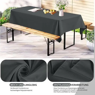 Productafbeelding van Tafelkleden, 260 x 110 cm, donkergrijs, biertafelkleden voor