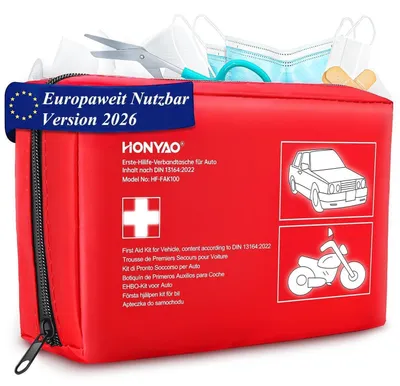 Obrázok produktu pre Sada prvej pomoci do auta, podľa normy DIN 13164, vhodná pre osobné automobily, nákladné vozidlá a karavany, kód produktu: 2026