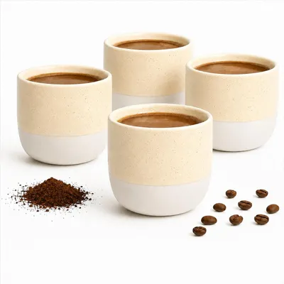 4 Keramik-Espressokopjes 150 ml für Espresso & Latte