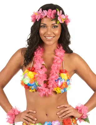 Produktbild von Hawaiiketten-Set 4-teilig rosa - Einheitsgröße