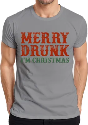 Produktbild von Merry Drunk I'm Christmas - Weihnachten Weihnachtsgeschenk Christmas Herren T-Shirt, Grau, XXL