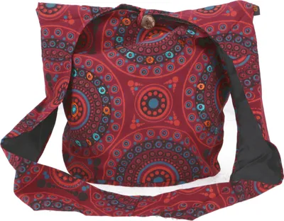 Produktbild von Sadhu Bag, Ethno Shopper, Bestickter Schulterbeutel - Bordeauxrot, Uni - Erwachsene, Baumwolle, 30*32*20 cm, Alternative Umhängetasche, Handtasche aus Stoff