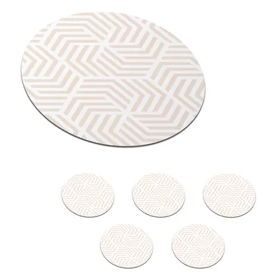 Obrázok produktu pre KitchenYeah® Podložky pod sklo Okrúhla sada 6 vzorov - Geometria - Dizajn - Pastelové podložky pod poháre 10x10 cm - Podložky pod nápoje - Chrániče na stôl - Podložky pod poháre Stolový bar