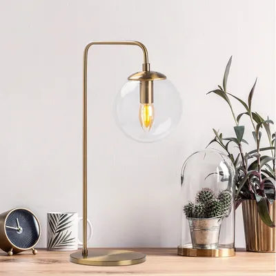 Produktbild von Opviq, Vintage Tischlampe mit Metallkörper und Glasabdeckung, 17 x 25 x 55 cm | E14 Fassung, max. 40 W, IP20 | Stilvolles, industrielles Design für jeden Raum.