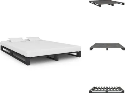 Produktbild von vidaXL Palettenbett Grau Massivholz Kiefer 140×200 cm -  Betten & Bettgestelle