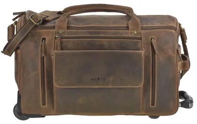 Produktbild von Greenburry Reisetasche mit Rollen Leder Trolley antikbraun 54x37x31cm