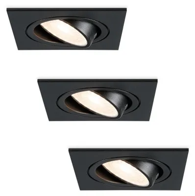 Produktbild von hoftronic LED Einbaustrahler 4W 345 Lumen 4000K Schwarz 3er Set