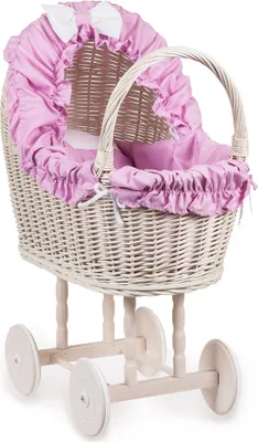 Produktbild von JIPRO® Puppenwagen aus Weide Pop II. - B 48 x T 27 x H 38/60(cm)