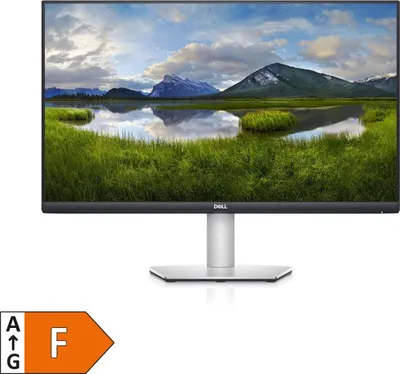 A Dell monitor on a stand, displaying a landscape image.