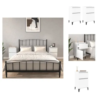 Image de vidaXL Tables de chevet 2 pcs. Blanc 40x35x70 cm - Tables de chevet
