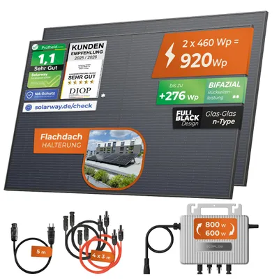 Produktbild von Solarway® 920Wp / 800W Balkonkraftwerk komplett Steckdose - neuester EcoFlow Stream 800 Watt Wechselrichter