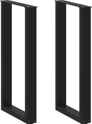 Image de Pieds de table de bar en U, 2 pièces, noir, 40 x 90-91 cm, acier