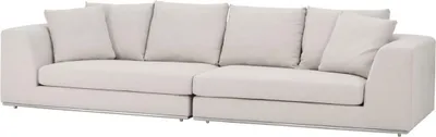 Produktbild von Casa Padrino Luxus Sofa mit 6 Kissen Naturfarben / Silber 317 x 112 x H. 84 cm - Luxus Wohnzimmer Möbel