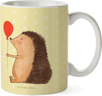 Produktbild von Mr. & Mrs. Panda Plastikbecher Igel Luftballon - Gelb Pastell - Geschenk, Herzlichen Glückwunsch, Ballon, Lustige Sprüche, Geburtstag, Trinklernbecher, Kindertasse, Pott