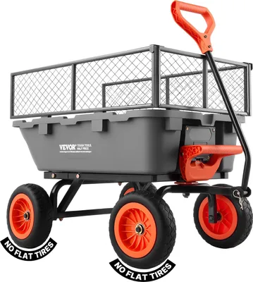Zdjęcie produktu dla Wózek ogrodowy VEVOR z funkcją przechylania, wózek ręczny o nośności 362 kg, obrotowy o 270°, do prac ogrodniczych, wykonany z tworzywa sztucznego i stali, z 10-calowymi oponami z tworzywa sztucznego, metalowa ogrodzenie do trawników, żwiru i błota.