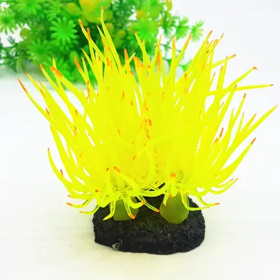 Produktbild von Künstlicher Seeigel, Aquarium-Dekoration aus Silikon für Aquarien(Gelb)