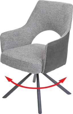 Produktbild von Esszimmerstuhl HWC-K30, Küchenstuhl Lehnstuhl, drehbar Auto-Position, Stoff/Textil MVG  grau-dunkelgrau