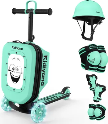 Image de Kidiyana trottinette enfant isporter K3 + casque enfant XS (48-54 cm) + équipement de protection - Bundle vert - Amazon