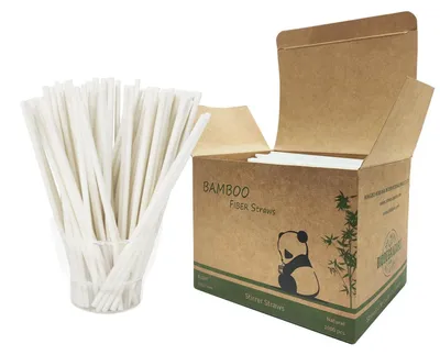 Productafbeelding van Bamboe rietjes, 1000 stuks, 3x127mm, composteerbaar, geschikt voor cocktails en koffie