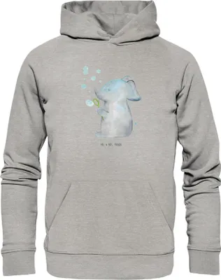 Produktbild von Mr. & Mrs. Panda Kuschelhoodie Elefant Seifenblasen Größe L - Heather Grey - Geschenk, Elefanten, Pulli, Liebe, Kapuzenpulli, Hoodie, Liebesspruch, Kapuzenpullover