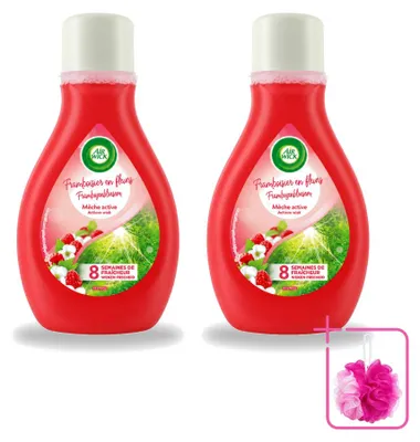 Imagen del producto de 2 unidades de ambientador en spray Air Wick, aroma frambuesa y flores, 375 ml. Pack ahorro
