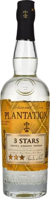 A clear, well-lit studio shot of a bottle of Plantation 3 Stars White Rum against a white background.