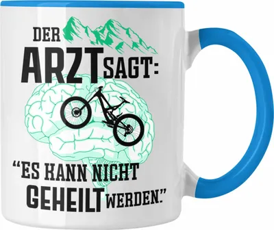Produktbild von Trendation - Mountainbike Geschenke für Männer Tasse Geschenk Mountainbike-Fahrer Geschenkideen (Blau)