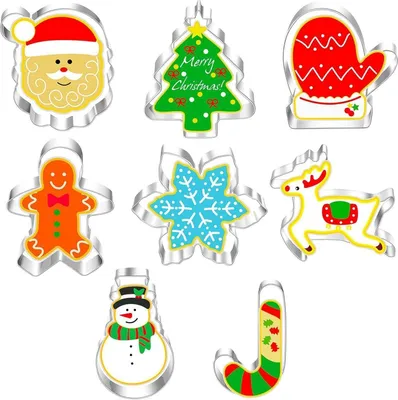 Image de Emporte-pièces Noël Set de 8 pièces en acier inoxydable Emporte-pièces biscuits Moules à pâtisserie