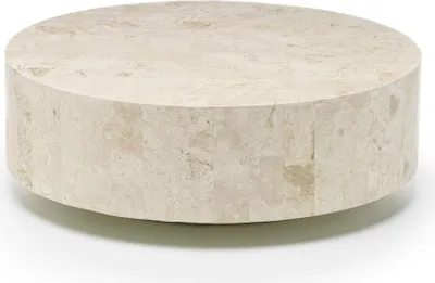 Zdjęcie produktu dla Runda 1 - Stolik kawowy (85 x 85 x 28h) z beżowego kamienia kopalnego